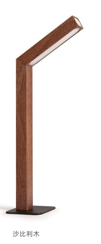 Minimalist LED Bedside Lamp with Wooden Base
